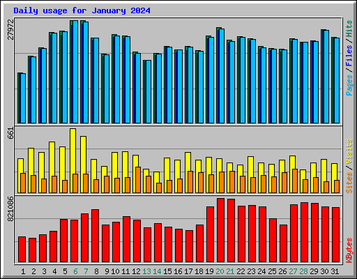 Daily usage for January 2024