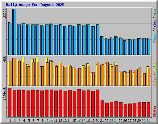 Daily usage for August 2025